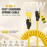 AEMAI XP11 4-in-1 spring fast charging cable 65W retractable yellow