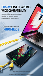 AEMAI XP11 4-in-1 spring fast charging cable 65W retractable yellow - detailed view 2