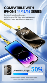 AEMAI XP11 4-in-1 spring fast charging cable 65W retractable yellow - detailed view 3
