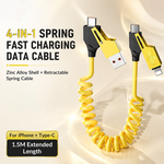 AEMAI XP11 4-in-1 spring fast charging cable 65W retractable yellow - view 4