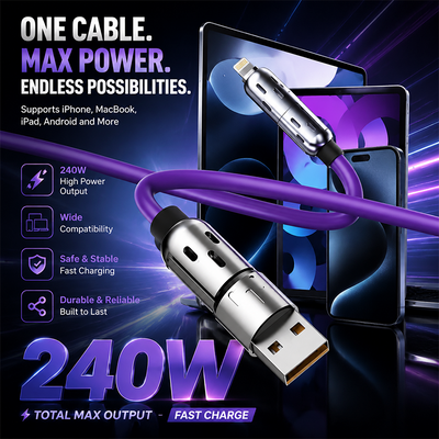 AEMAI XP12 240W High-Power Fast Charging Cable – USB-A to Lightning, Max Power - 240W high power output – o...