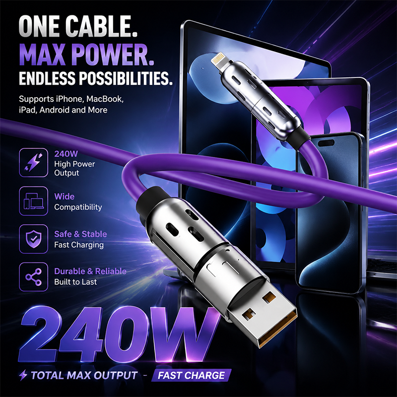 AEMAI XP12 240W high power fast charging cable USB-A to Lightning purple