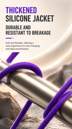 AEMAI XP12 240W high power fast charging cable USB-A to Lightning purple - detailed view 1