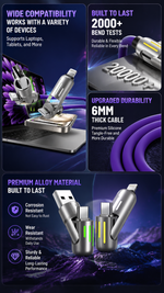 AEMAI XP12 240W high power fast charging cable USB-A to Lightning purple - detailed view 4