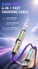AEMAI XP12 240W high power fast charging cable USB-A to Lightning purple - detailed view 5