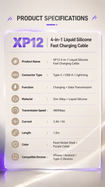 AEMAI XP12 240W high power fast charging cable USB-A to Lightning purple - detailed view 6