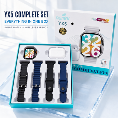 AEMAI YX5 Smart Watch + 4 Straps Set - Bundle Gift Set