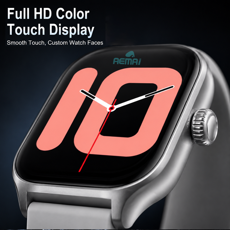 AEMAI YX9 smart watch full HD color touch display silver case fitness