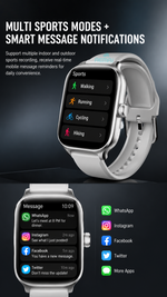 AEMAI YX9 smart watch full HD color touch display silver case fitness - detailed view 1