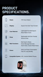 AEMAI YX9 smart watch full HD color touch display silver case fitness - detailed view 8