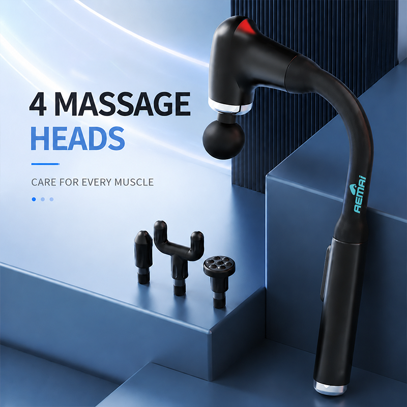 AEMAI ZP10 bendable long handle massage gun 4 massage heads deep tissue