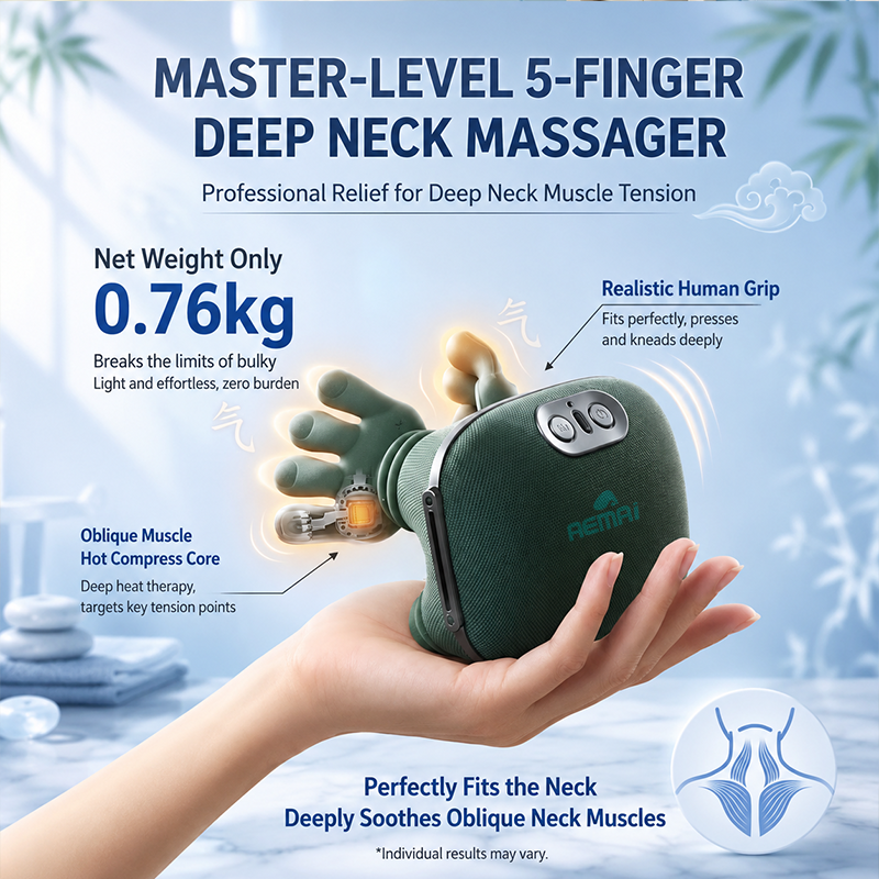 Mini deep tissue massage gun with AEMAI branding