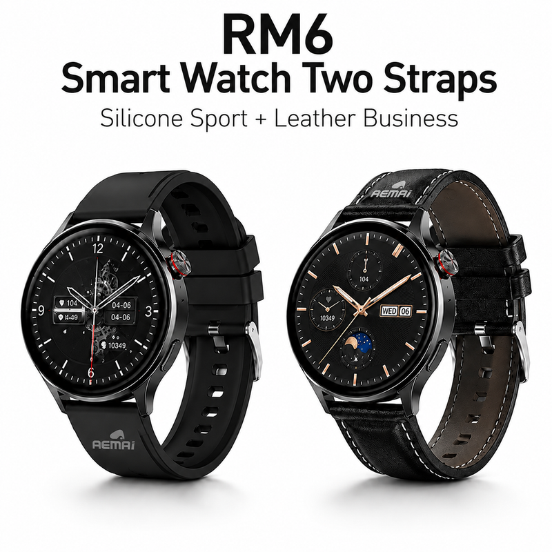 Health tracking smart watch with AEMAI branding